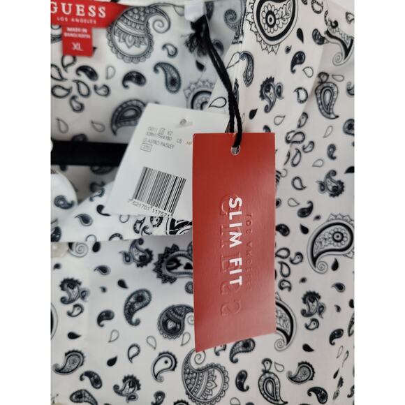 Guess Los Angeles NWT Men's Long Sleeve Paisley Slim Fit Button Up Shirt Sz XL - Picture 5 of 12